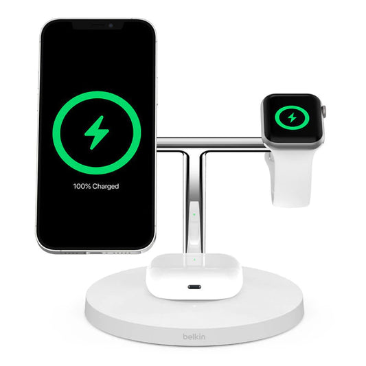 Base de carga inalámbrica 3 en 1 Belkin BOOSTCHARGE PRO con MagSafe